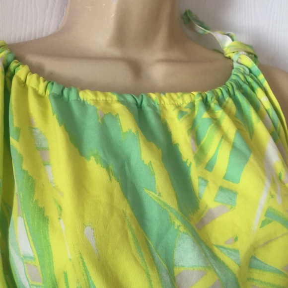 Woman’s lane Bryant green sleeveless spring plus size pleated chiffon neon dress - Picture 8 of 16